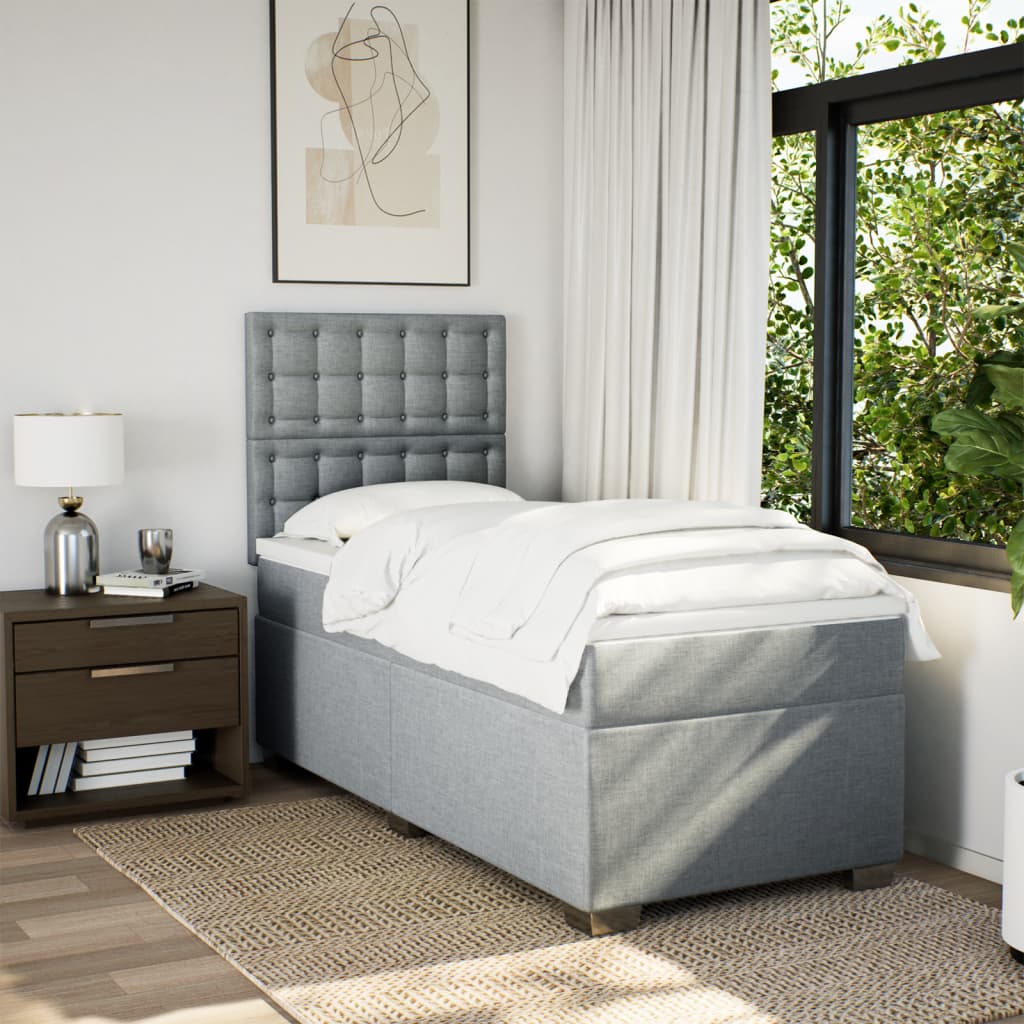 Boxspringbett Mit Matratze Stoff Hellgrau