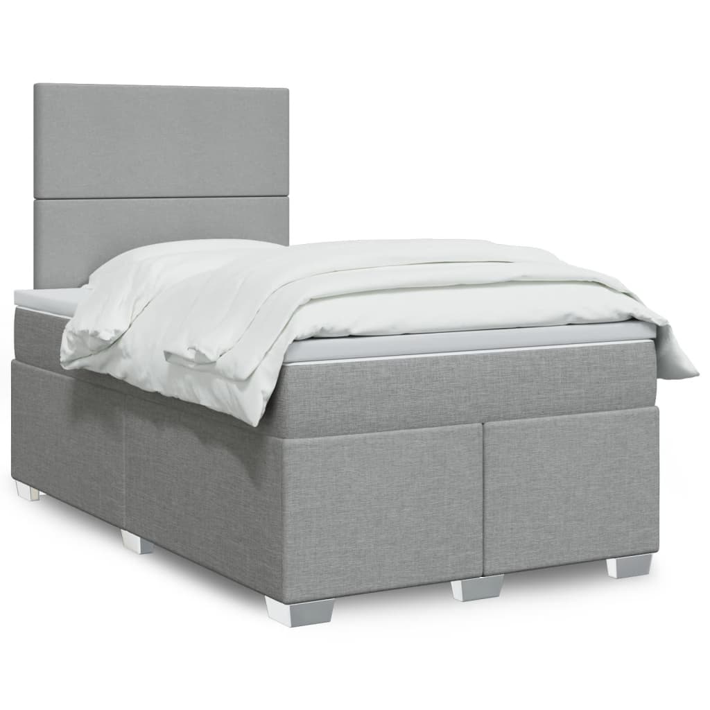 Boxspringbett Mit Matratze Stoff Hellgrau