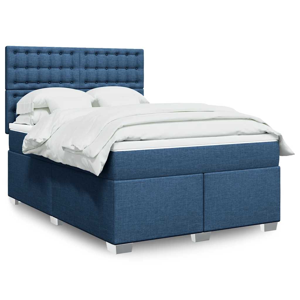 Boxspringbett Mit Matratze Stoff Blau