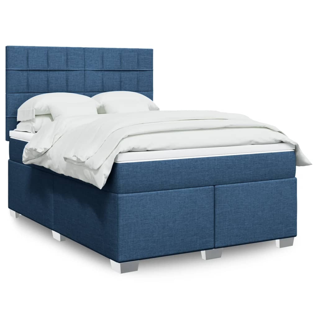 Boxspringbett Mit Matratze Stoff Blau