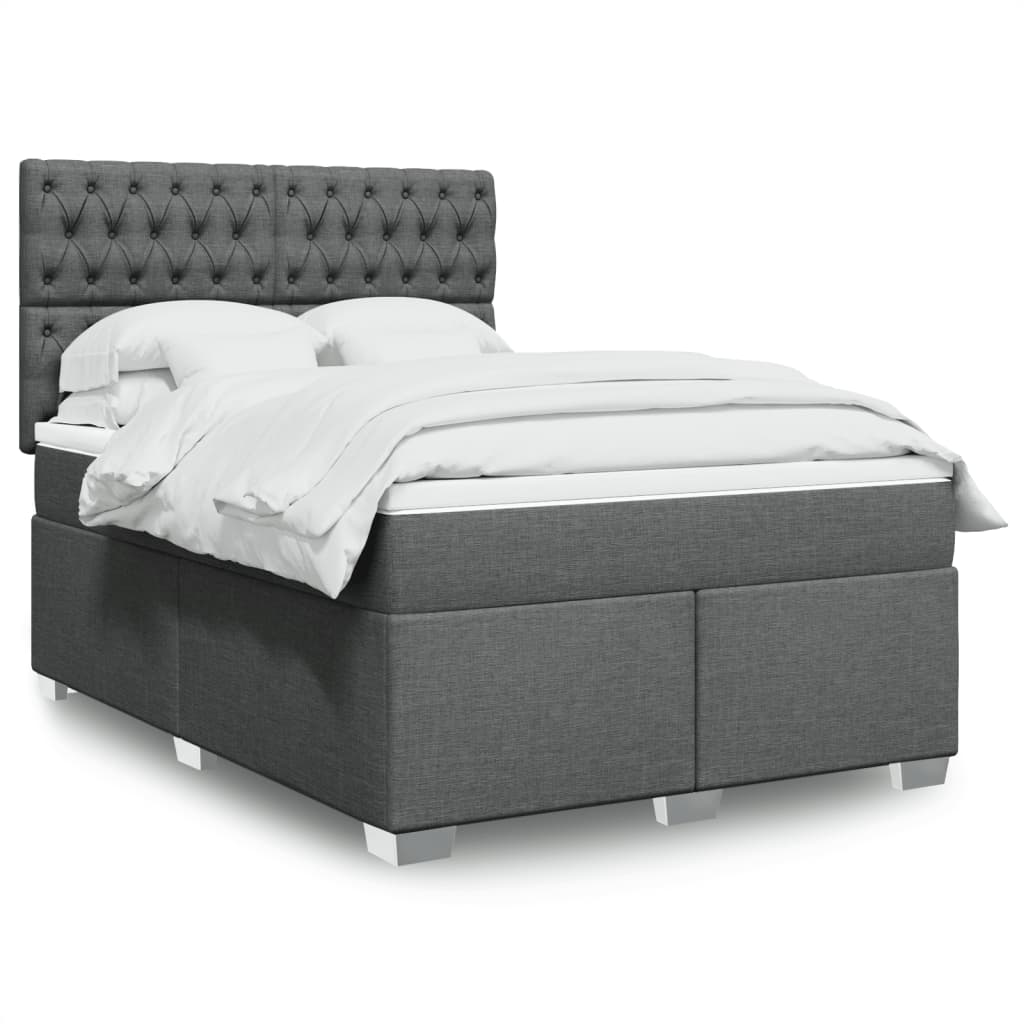 Boxspringbett Mit Matratze Stoff Dunkelgrau