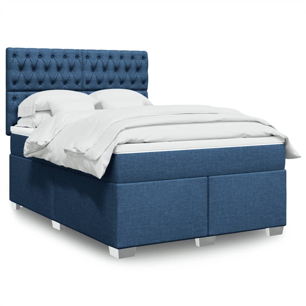 Boxspringbett Mit Matratze Stoff Blau