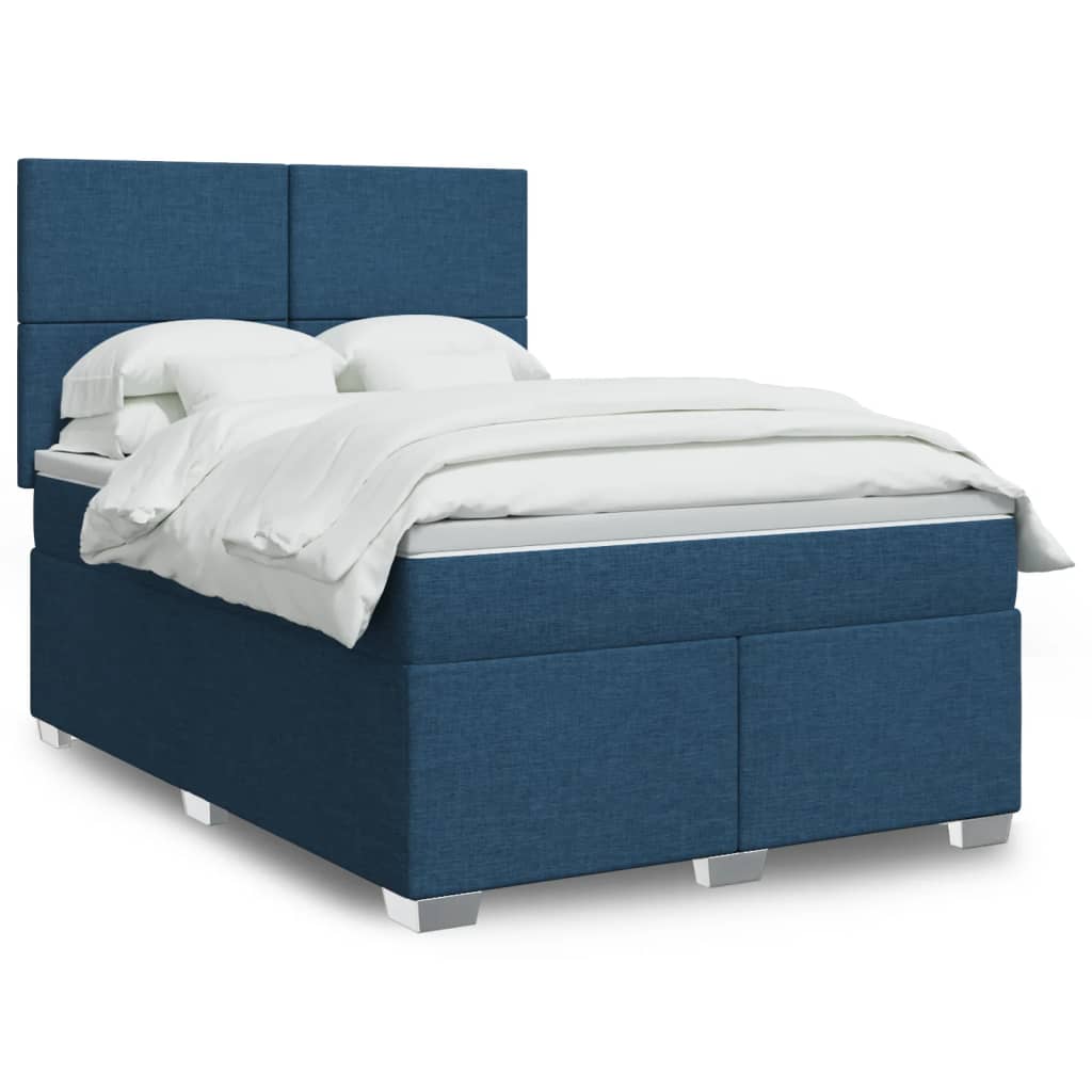 Boxspringbett Mit Matratze Stoff Blau