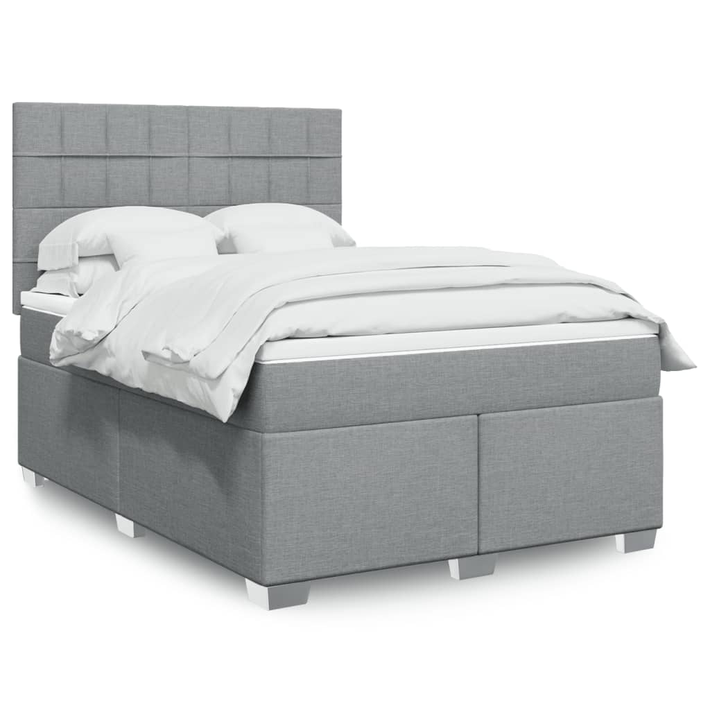 Boxspringbett Mit Matratze Stoff Hellgrau