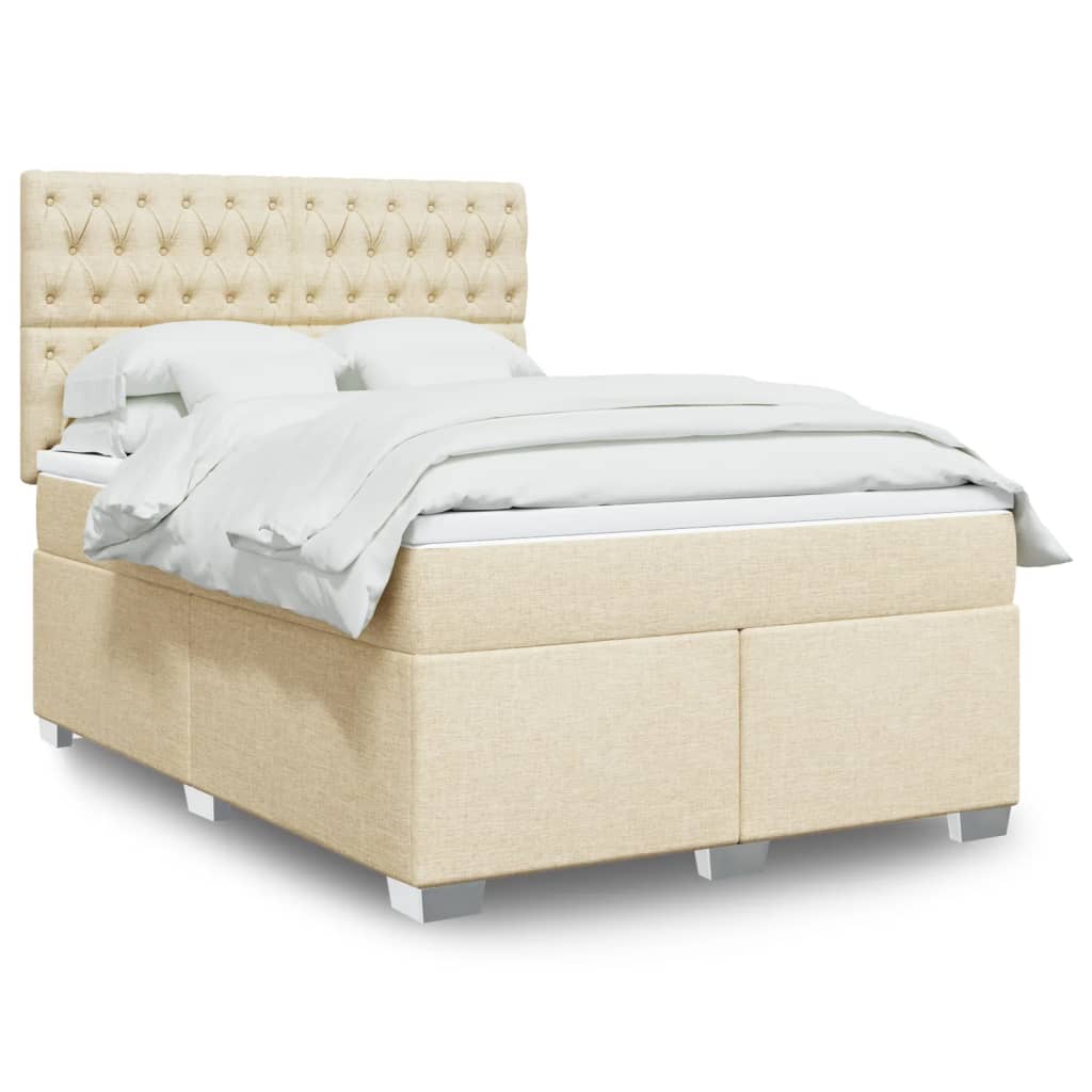 Boxspringbett Mit Matratze Stoff Creme