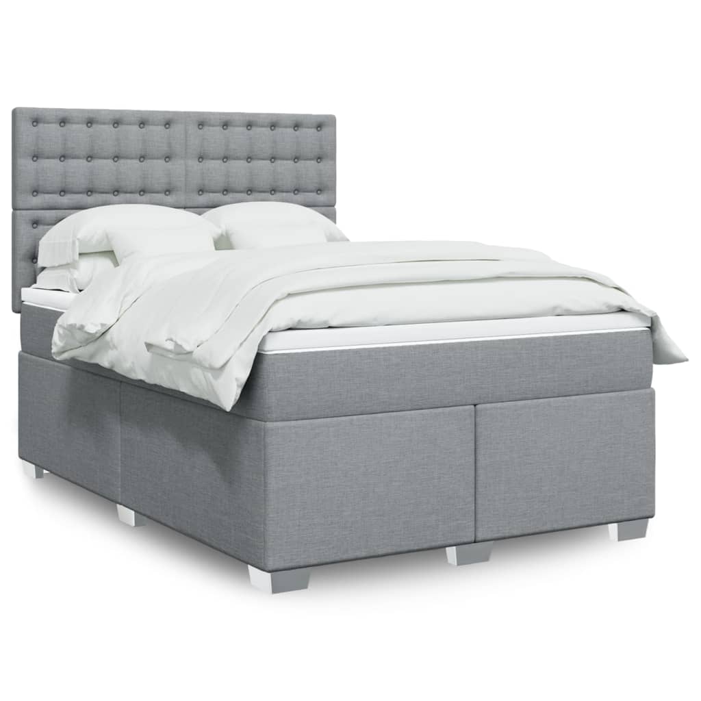 Boxspringbett Mit Matratze Stoff Hellgrau