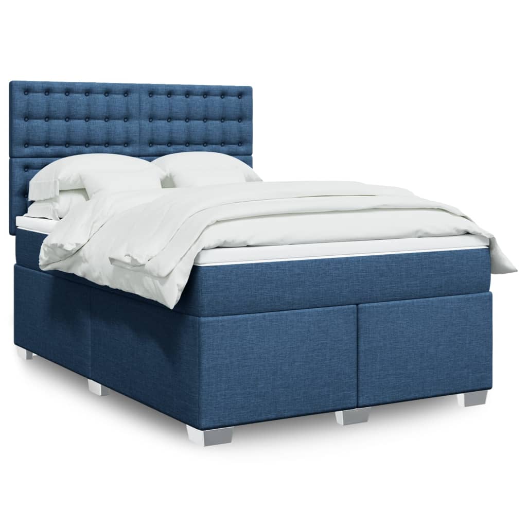 Boxspringbett Mit Matratze Stoff Blau
