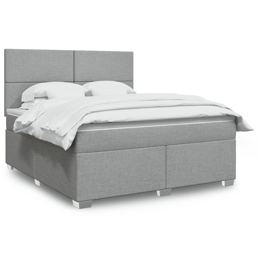 Boxspringbett Mit Matratze Stoff Hellgrau