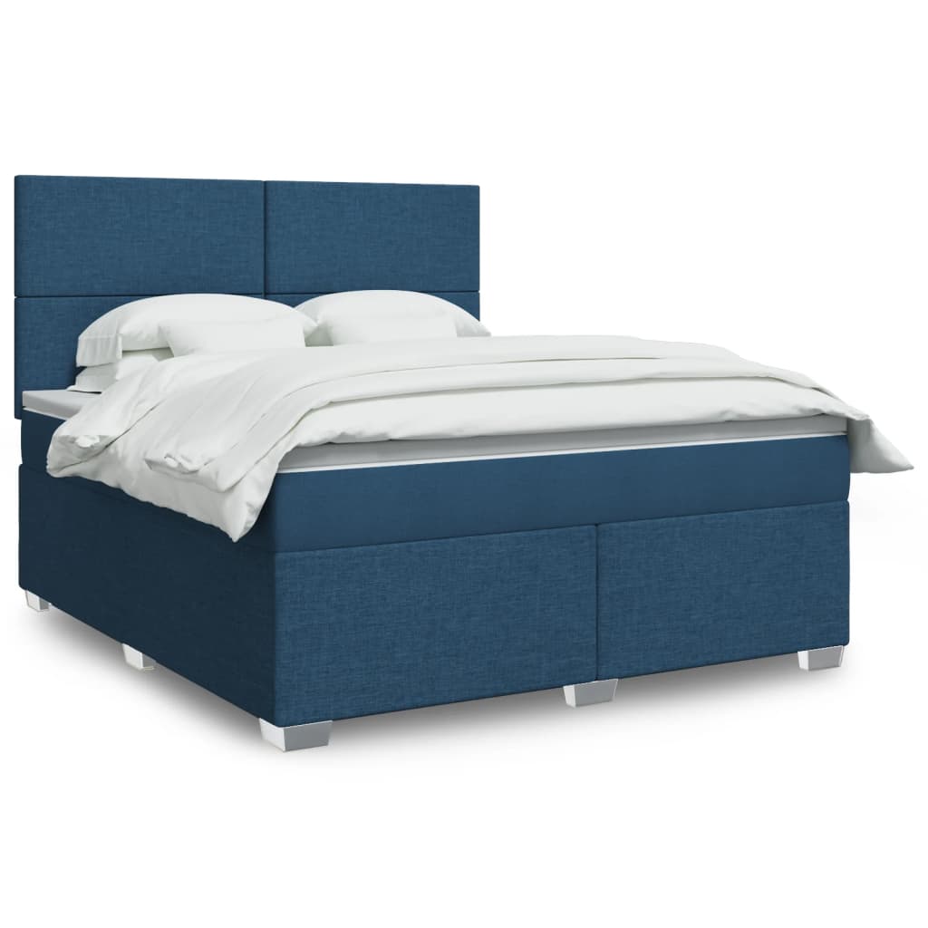 Boxspringbett Mit Matratze Stoff Blau