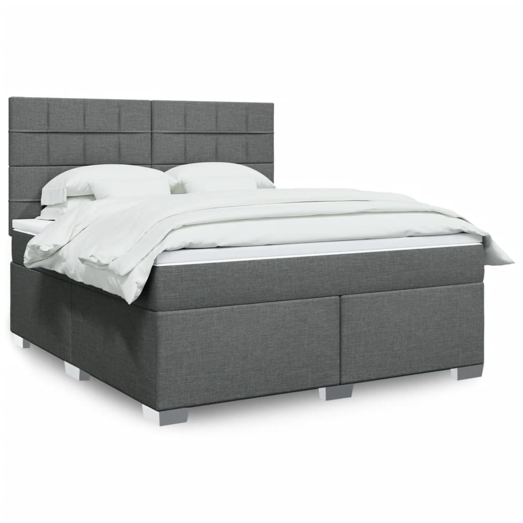 Boxspringbett Mit Matratze Stoff Dunkelgrau