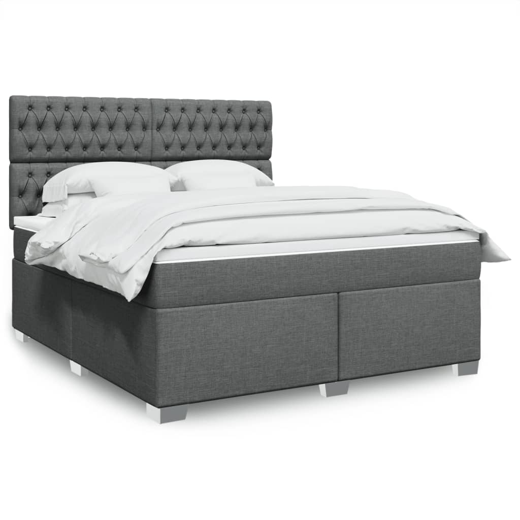 Boxspringbett Mit Matratze Stoff Dunkelgrau