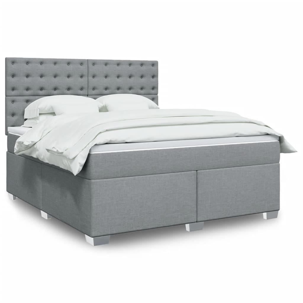 Boxspringbett Mit Matratze Stoff Hellgrau