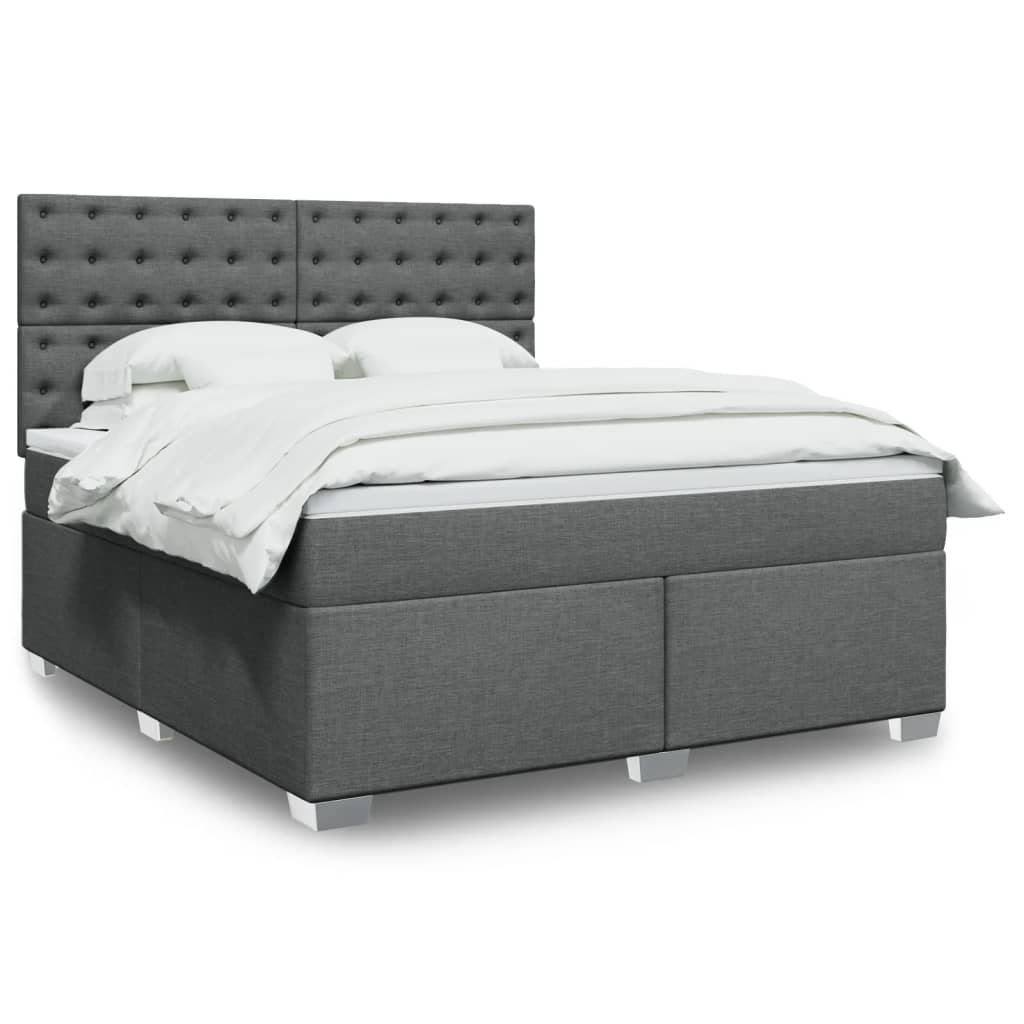 Boxspringbett Mit Matratze Stoff Dunkelgrau