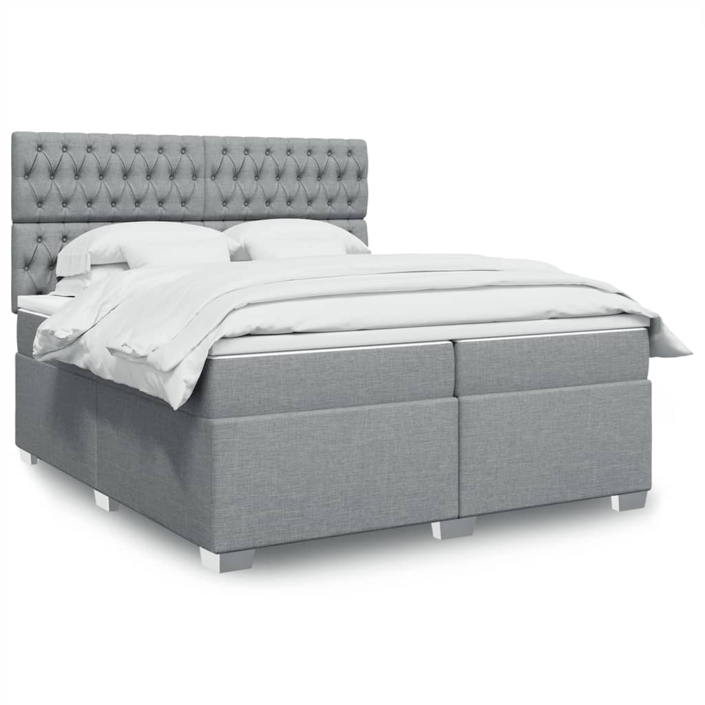 Boxspringbett Mit Matratze Stoff Hellgrau