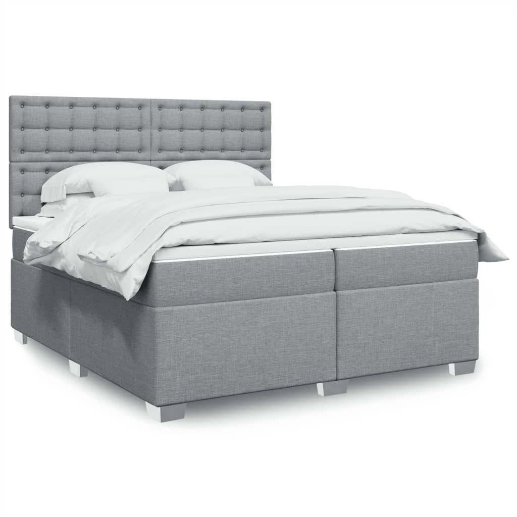 Boxspringbett Mit Matratze Stoff Hellgrau