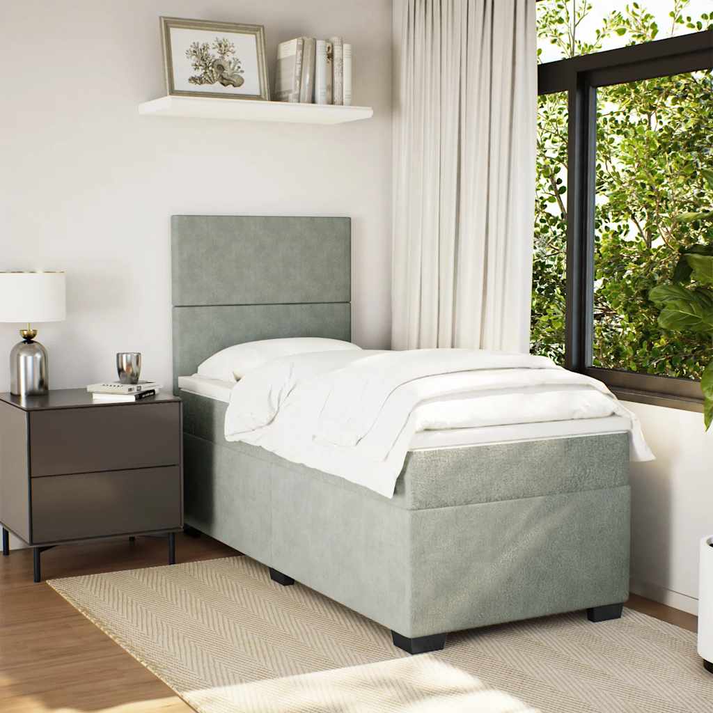 Boxspringbett Mit Matratze Samt Hellgrau