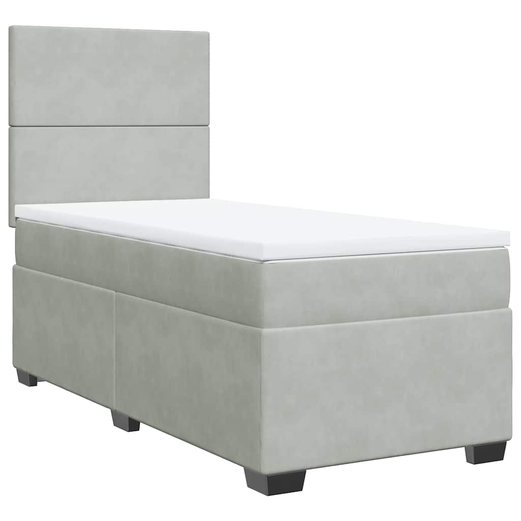 Boxspringbett Mit Matratze Samt Hellgrau
