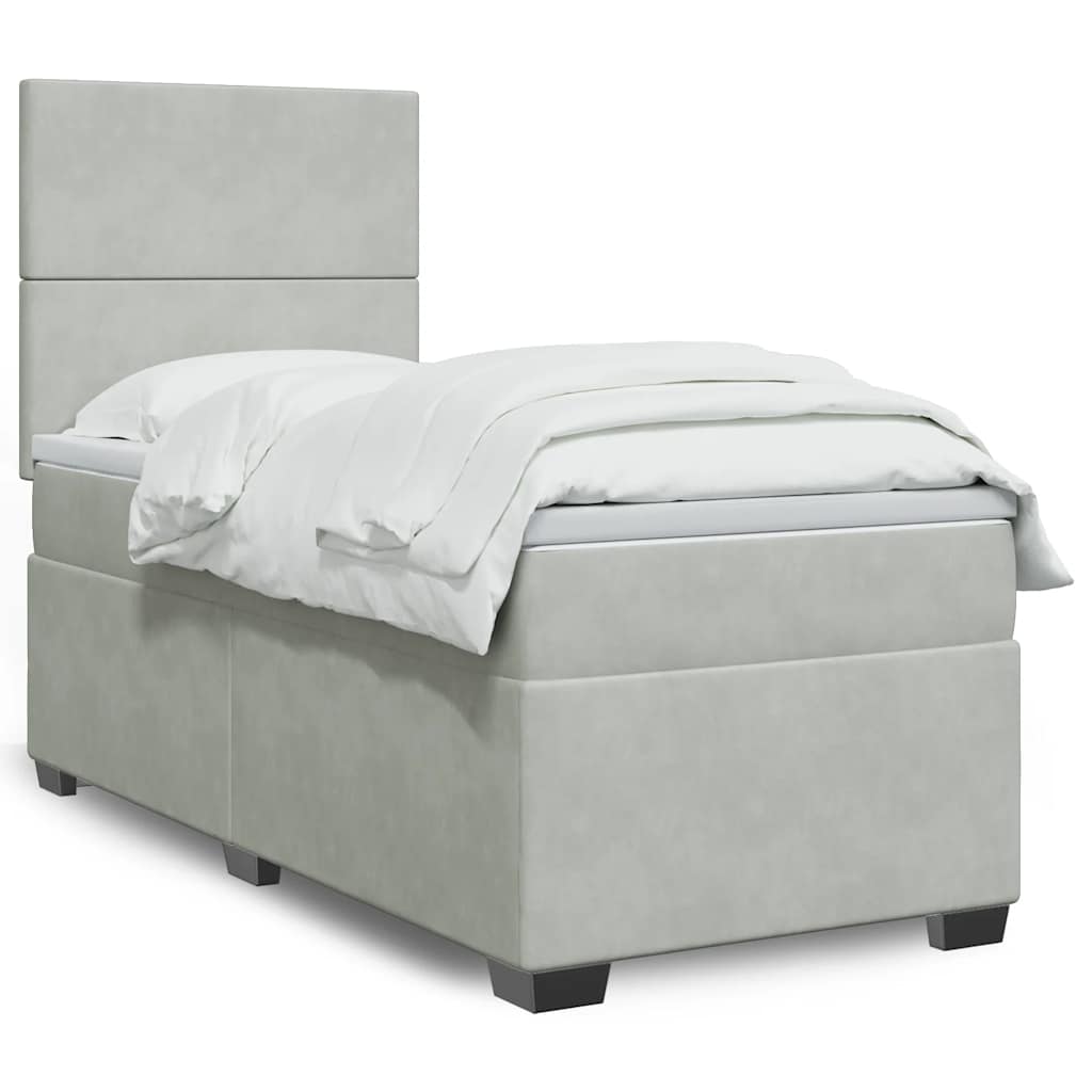 Boxspringbett Mit Matratze Samt Hellgrau