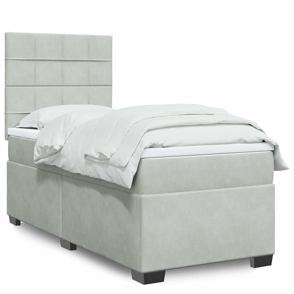 Boxspringbett Mit Matratze Samt Hellgrau
