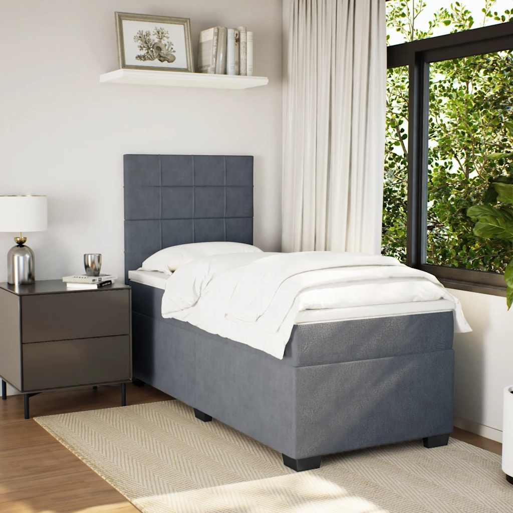 Boxspringbett Mit Matratze Samt Dunkelgrau