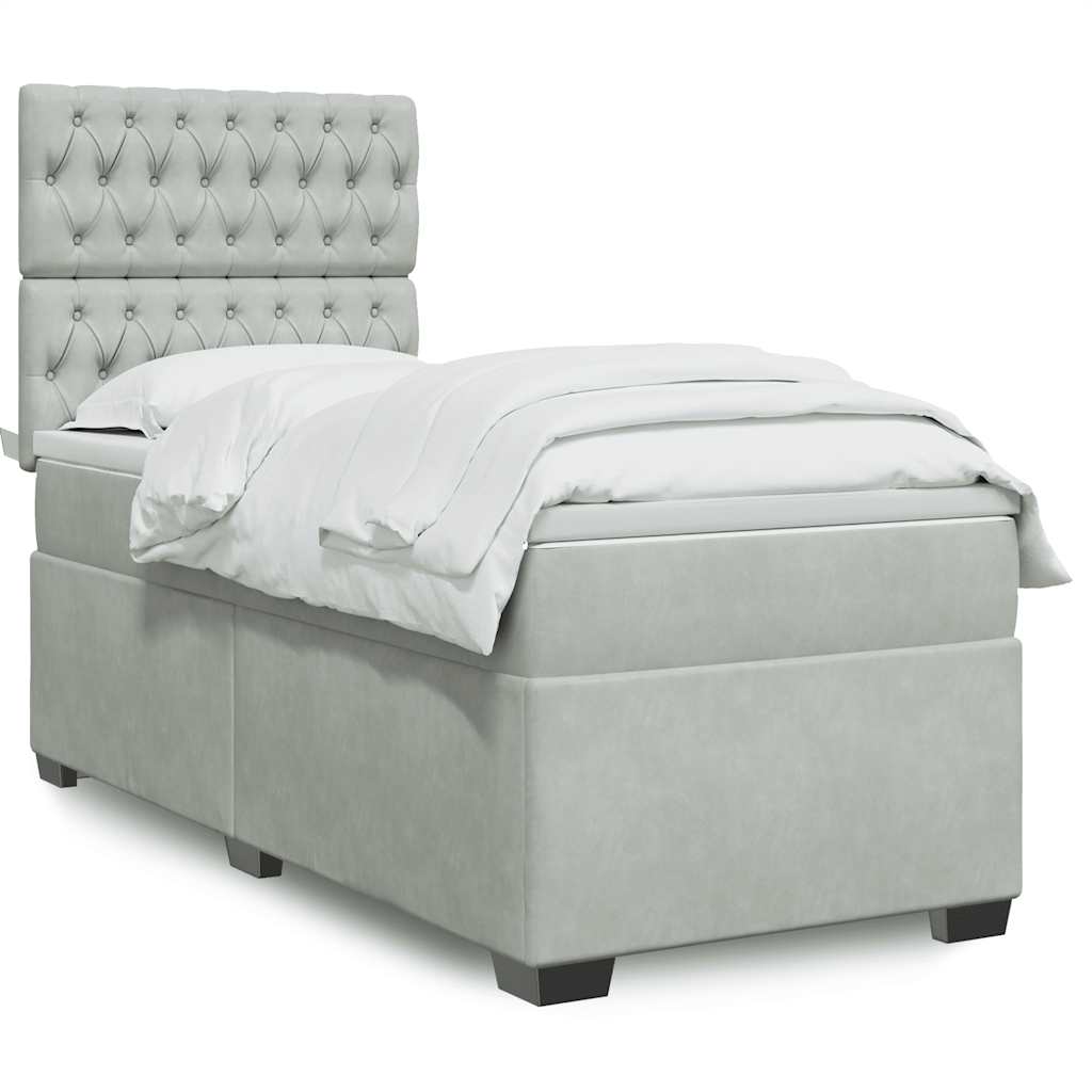 Boxspringbett Mit Matratze Samt Hellgrau