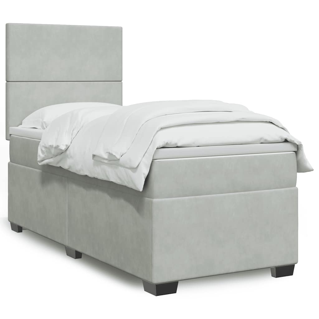 Boxspringbett Mit Matratze Samt Hellgrau
