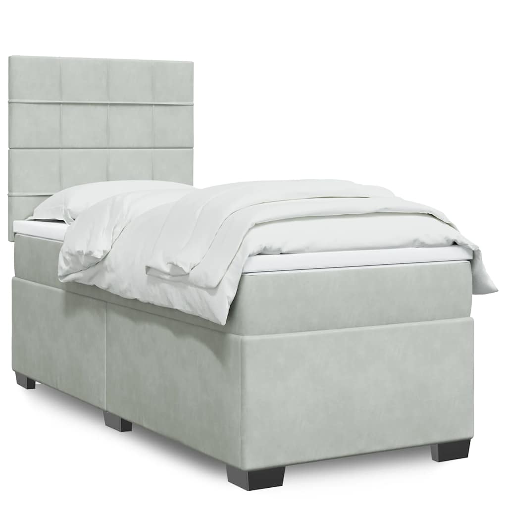Boxspringbett Mit Matratze Samt Hellgrau