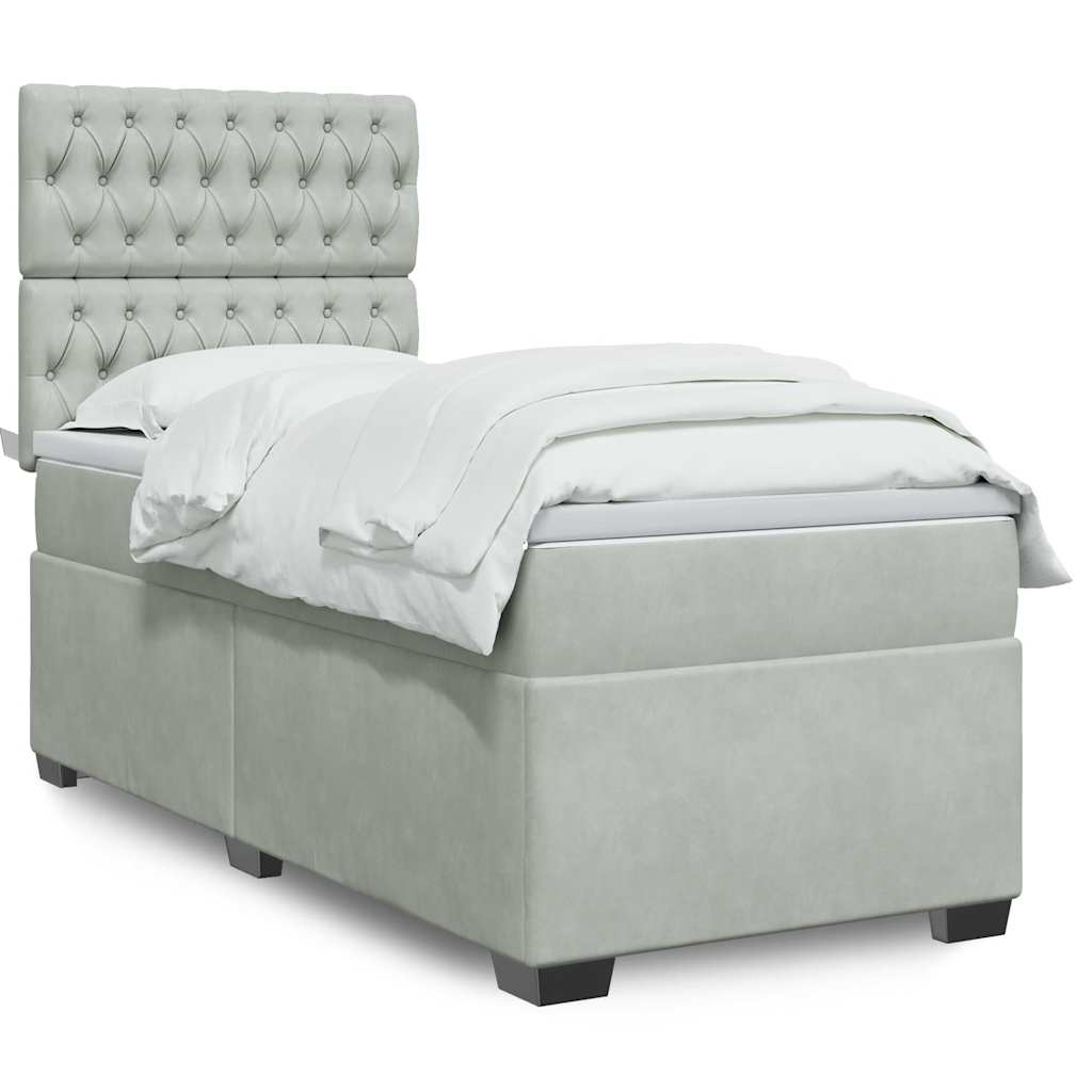 Boxspringbett Mit Matratze Samt Hellgrau