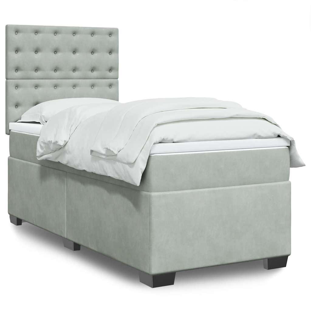 Boxspringbett Mit Matratze Samt Hellgrau