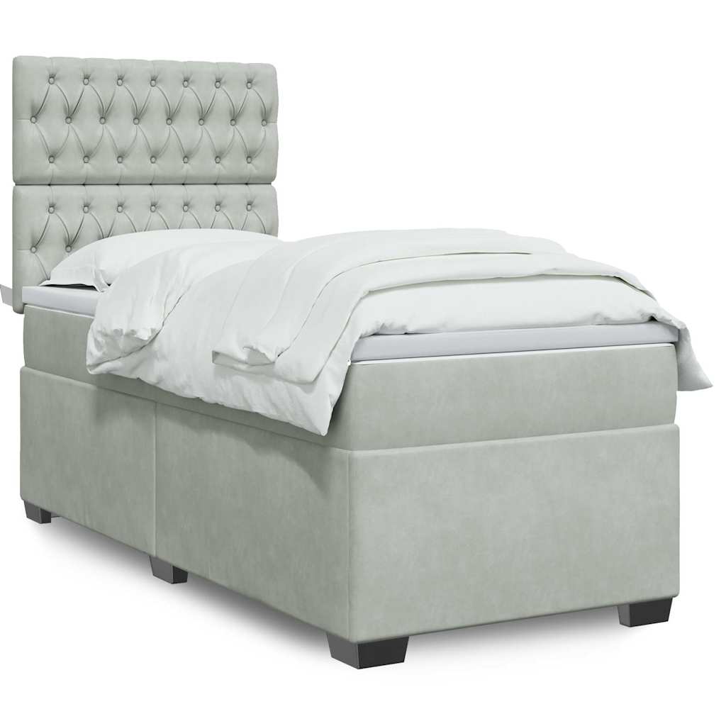 Boxspringbett Mit Matratze Samt Hellgrau