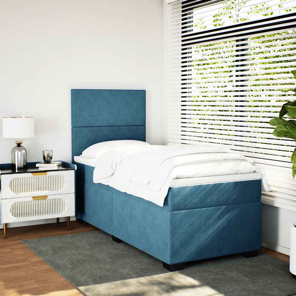 Boxspringbett Mit Matratze Samt Blau