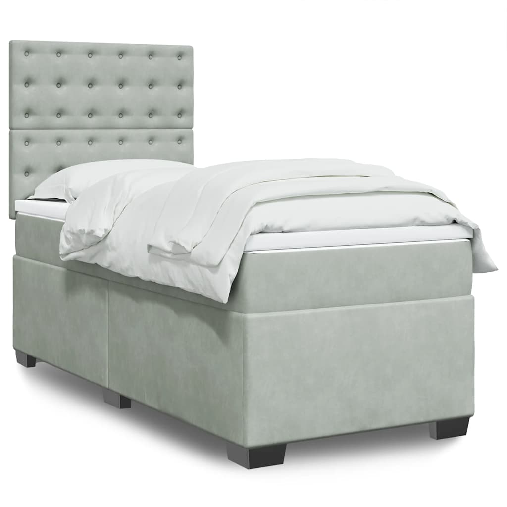 Boxspringbett Mit Matratze Samt Hellgrau