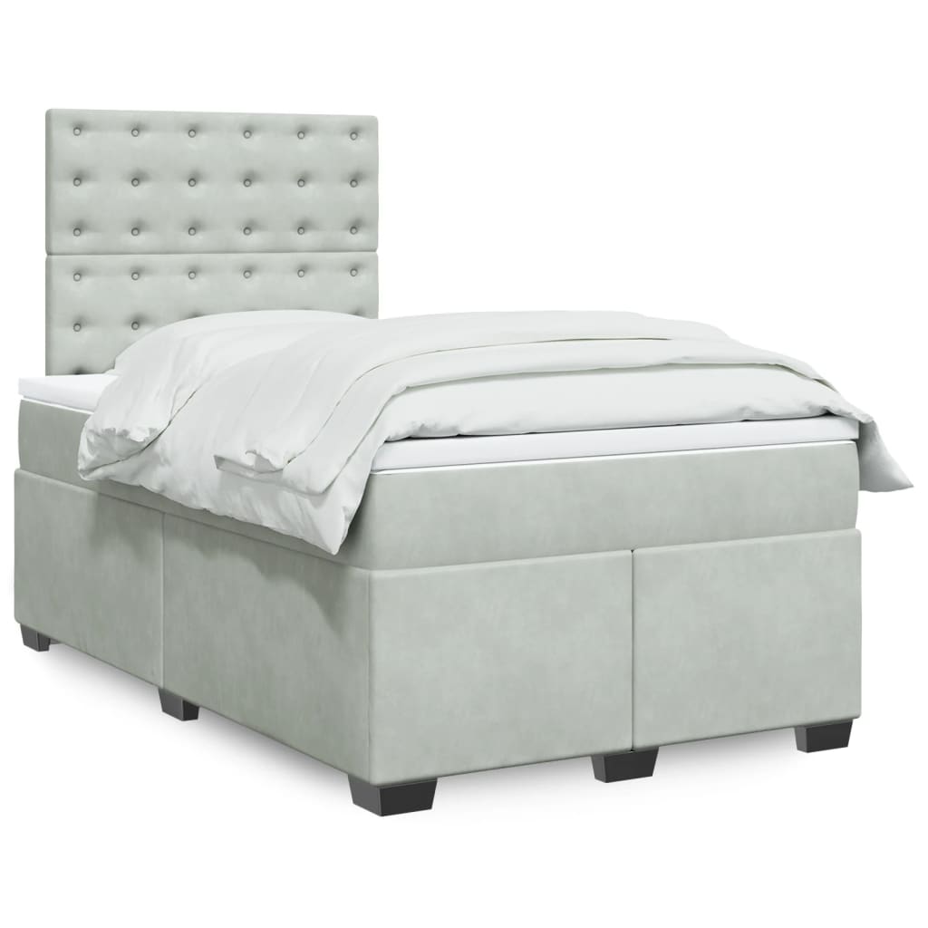 Boxspringbett Mit Matratze Samt Hellgrau