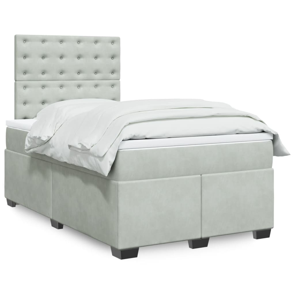 Boxspringbett Mit Matratze Samt Hellgrau