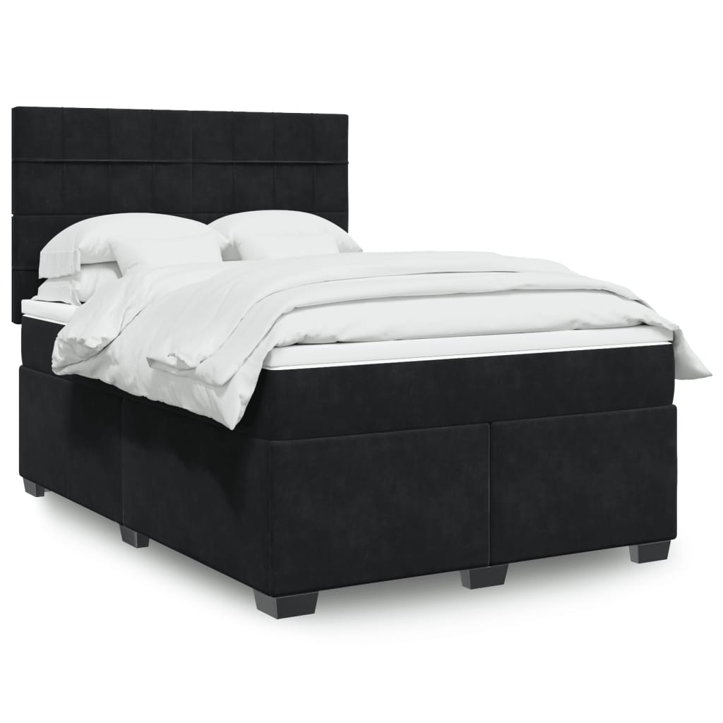 Boxspringbett Mit Matratze Samt Schwarz