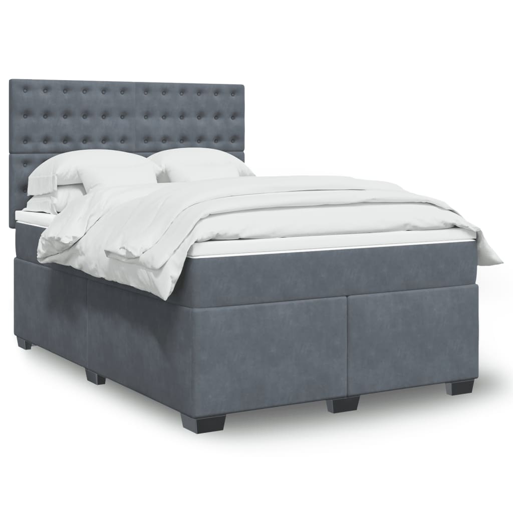 Boxspringbett Mit Matratze Samt Dunkelgrau