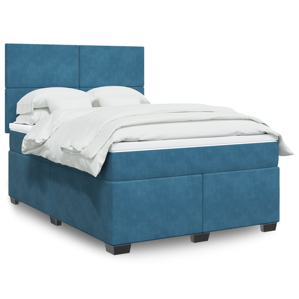 Boxspringbett Mit Matratze Samt Blau