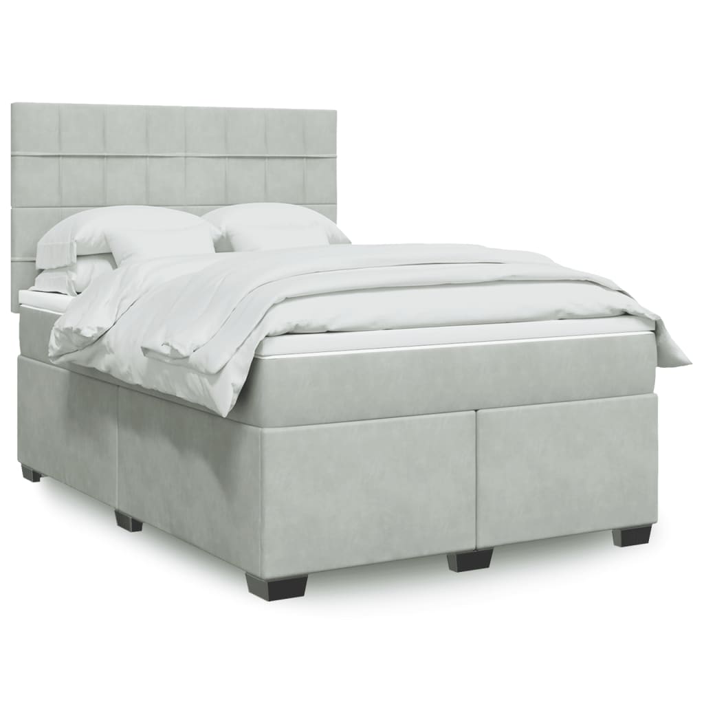 Boxspringbett Mit Matratze Samt Hellgrau