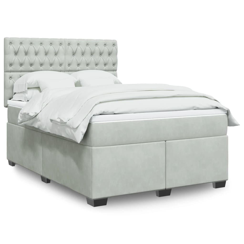 Boxspringbett Mit Matratze Samt Hellgrau