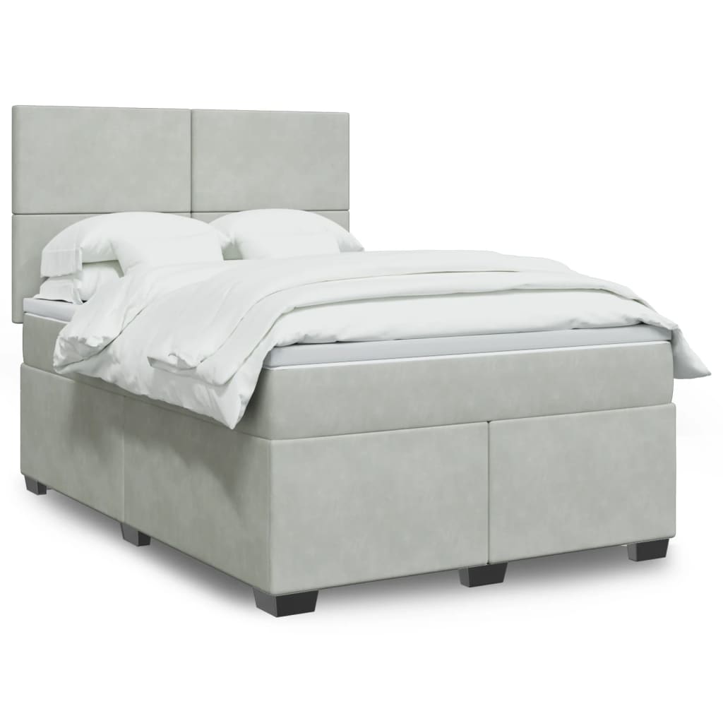 Boxspringbett Mit Matratze Samt Hellgrau