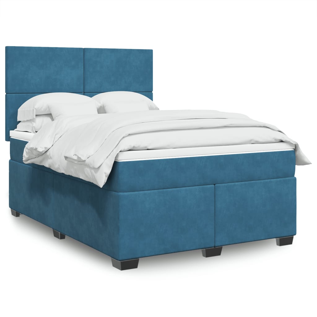 Boxspringbett Mit Matratze Samt Blau