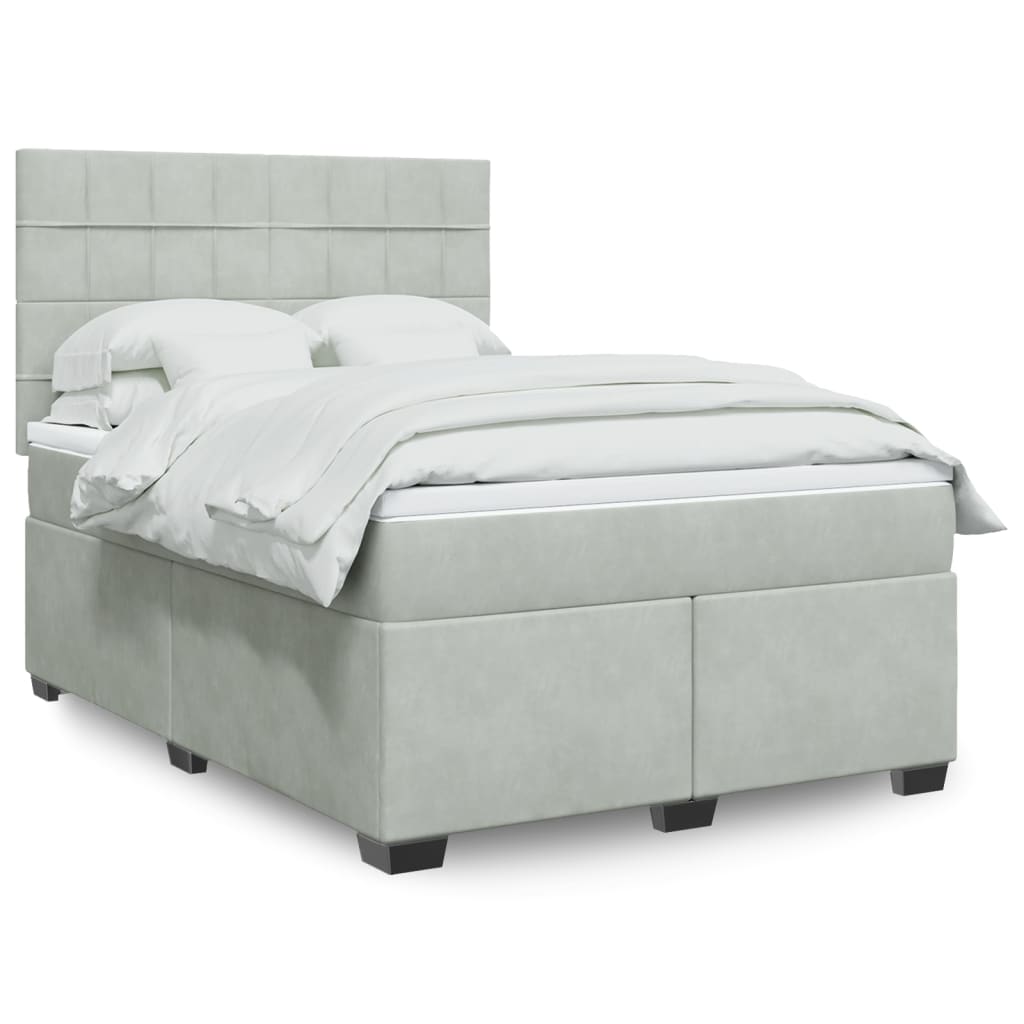 Boxspringbett Mit Matratze Samt Hellgrau
