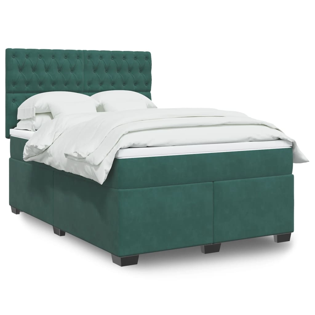 Boxspringbett Mit Matratze Samt Dunkelgrün