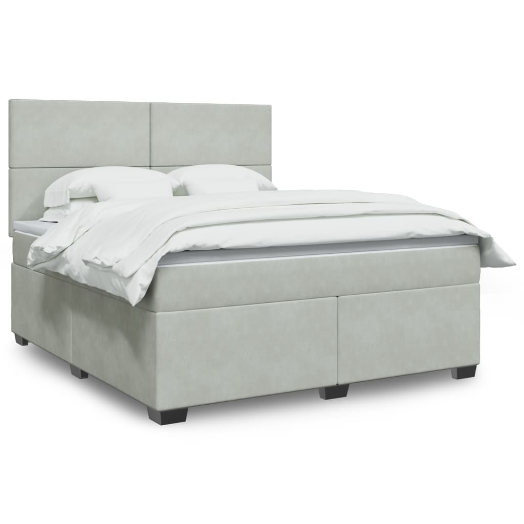 Boxspringbett Mit Matratze Samt Hellgrau