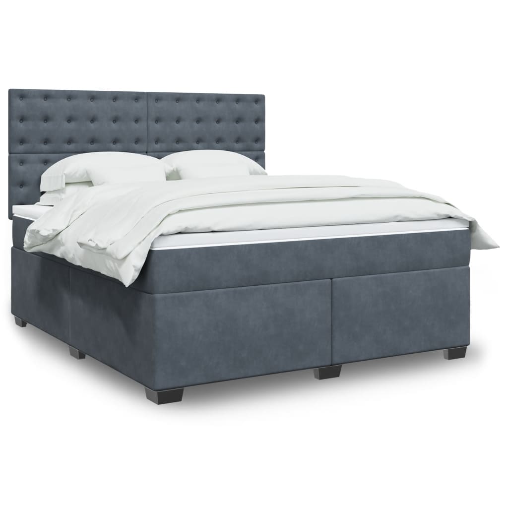 Boxspringbett Mit Matratze Samt Dunkelgrau