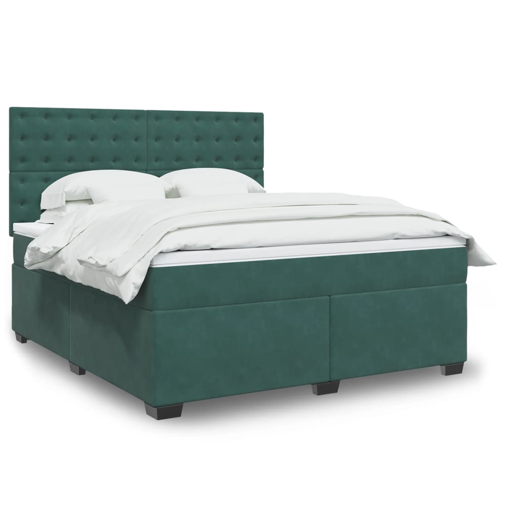 Boxspringbett Mit Matratze Samt Dunkelgrün