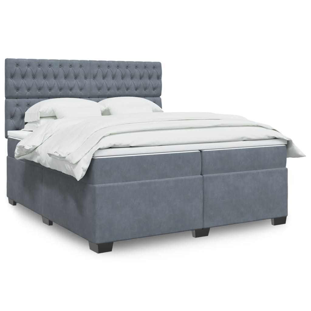 Boxspringbett Mit Matratze Samt Dunkelgrau