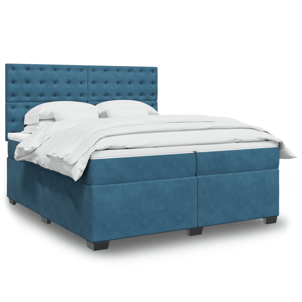 Boxspringbett Mit Matratze Samt Blau