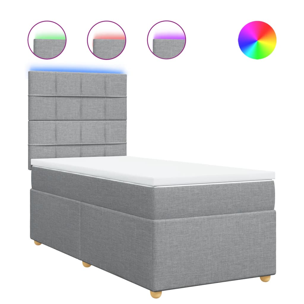 Boxspringbett Mit Matratze Stoff Hellgrau