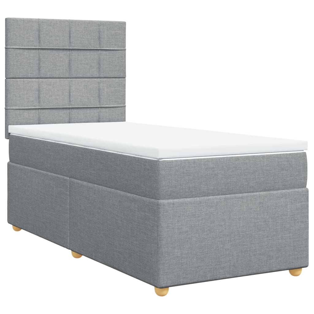 Boxspringbett Mit Matratze Stoff Hellgrau